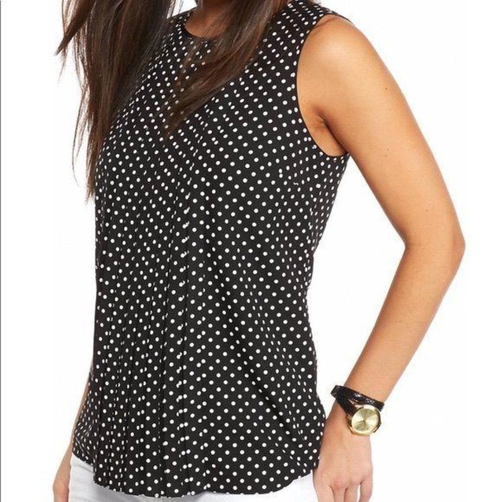 Michael Kors Pleaded Polka Dot Top M - Picture 1 of 8